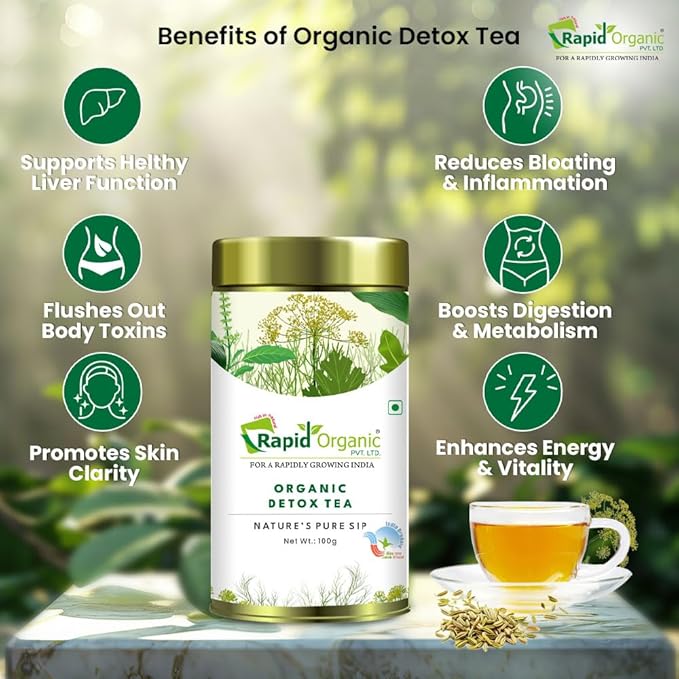 Rapid Organic Detox Tea - 100g | Natural Herbal Tea for Liver Health, Digestion Support