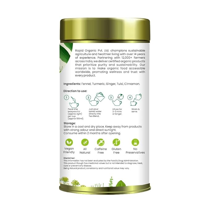 Rapid Organic Detox Tea - 100g | Natural Herbal Tea for Liver Health, Digestion Support