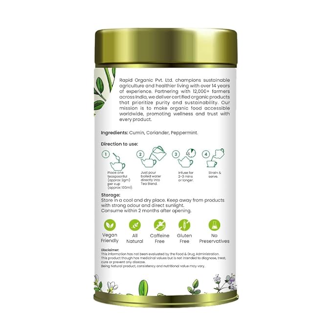Rapid Organic Cumin Tea - 100g | Natural Herbal Tea | Improved Digestion, Weight Loss, and Reduced Inflammation
