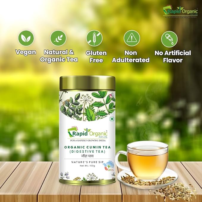 Rapid Organic Cumin Tea - 100g | Natural Herbal Tea | Improved Digestion, Weight Loss, and Reduced Inflammation