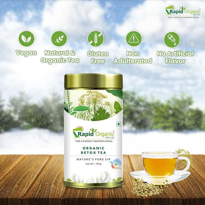 Rapid Organic Detox Tea - 100g | Natural Herbal Tea for Liver Health, Digestion Support